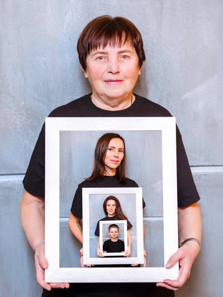 Sepia toned family group photo outdoors